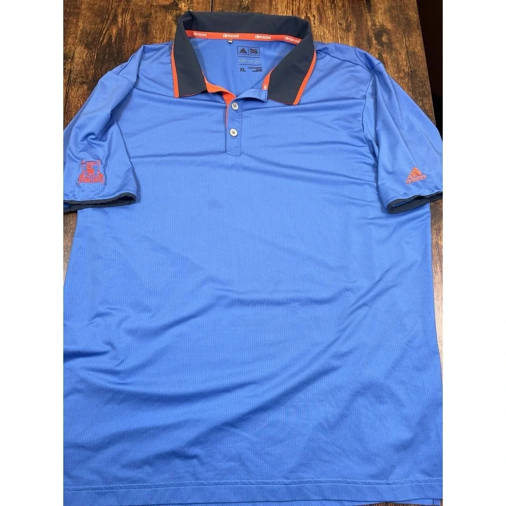 Adidas Men's Climacool Golf Performance Polo Shirt Blue Navy Orange Size XL